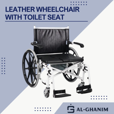 Leather wheelchair with toilet seat